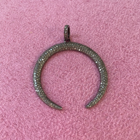 Diamond and Black Rhodium Crescent Horn Pendant by the Jen Collection - Picture 3 of 14